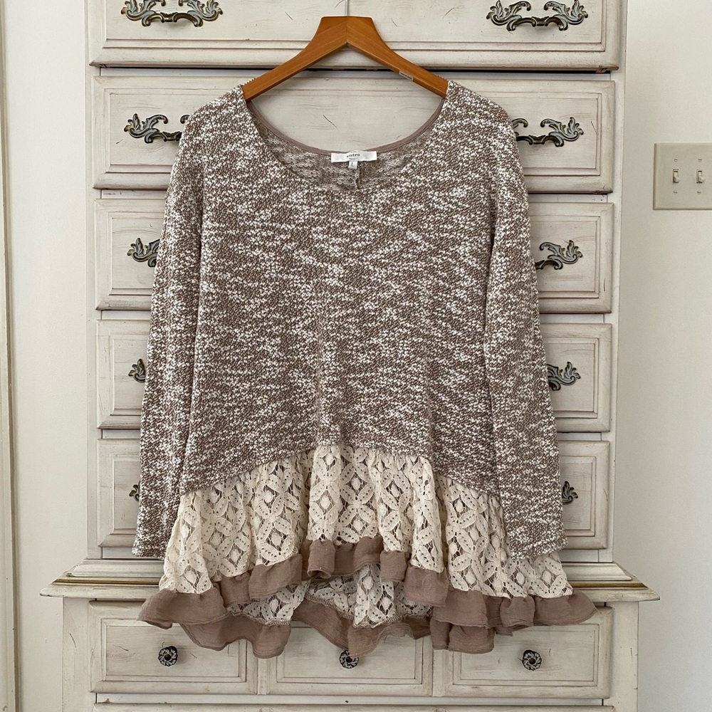 Knit Lace Peplum Sweater